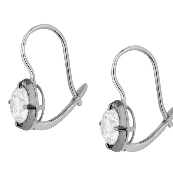 DORSEY LUCIEN WHITE SAPPHIRE LEVERBACK EARRINGS - SILVER - Picture 2 of 4